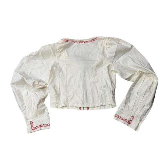 NWT Women's Free People White Boho Mada Top Corset style w/ exaggerated sleeves - Picture 8 of 11